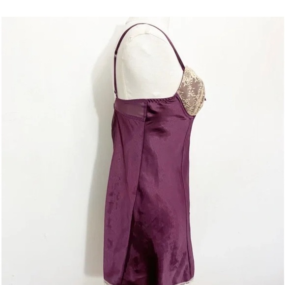 Ambrielle Full Cup Lace Satin Eggplants Negligee Babydoll Size M $58 NWOT - Picture 3 of 9